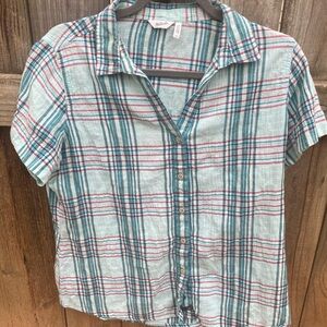 Woolrich cotton green plaid blouse